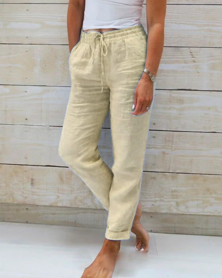 Pantalone Donna in Cotone e Lino, Comfort Casual