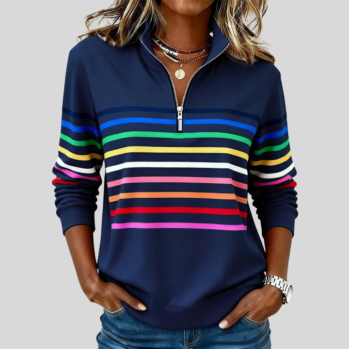 Carmen | Felpa a Righe con Zip a Un Quarto