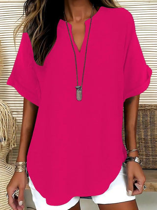 Atasia – Blusa morbida con scollo a V e colletto aperto