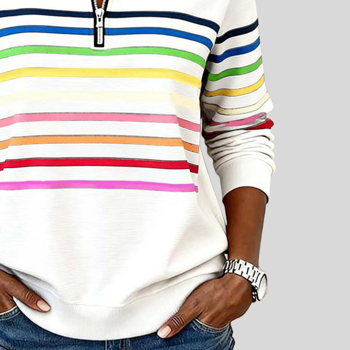 Carmen | Felpa a Righe con Zip a Un Quarto