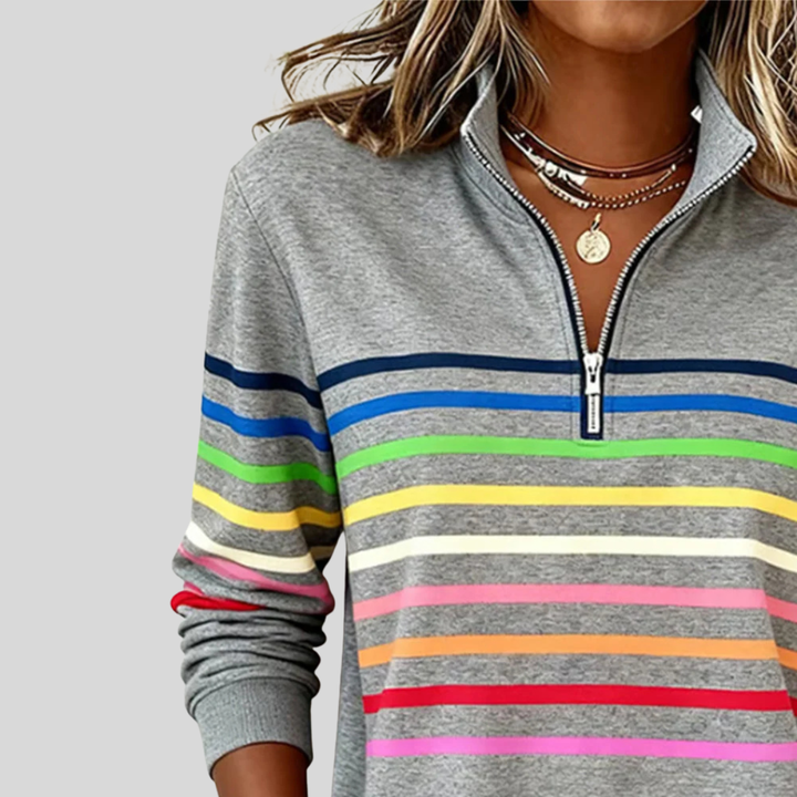 Carmen | Felpa a Righe con Zip a Un Quarto