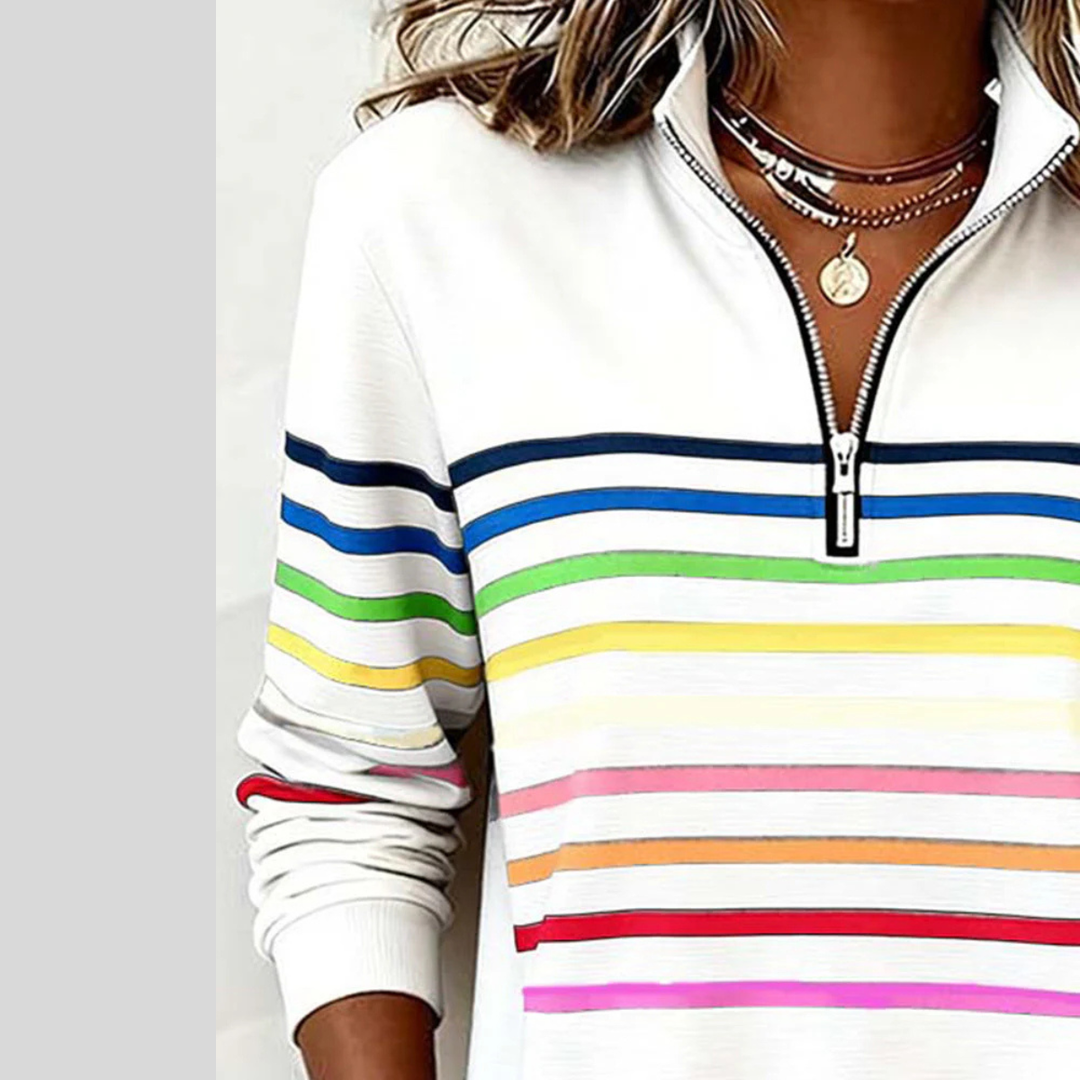Carmen | Felpa a Righe con Zip a Un Quarto