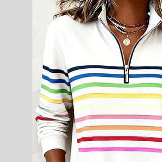 Carmen | Felpa a Righe con Zip a Un Quarto