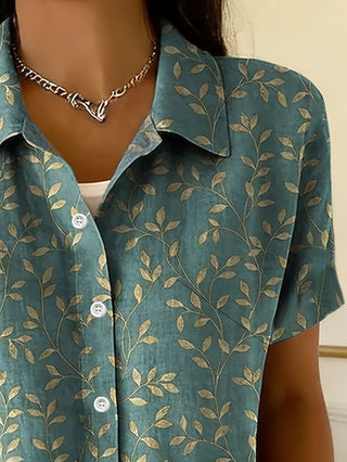 Elspeth | Camicia con Bottoni e Fantasia a Foglie