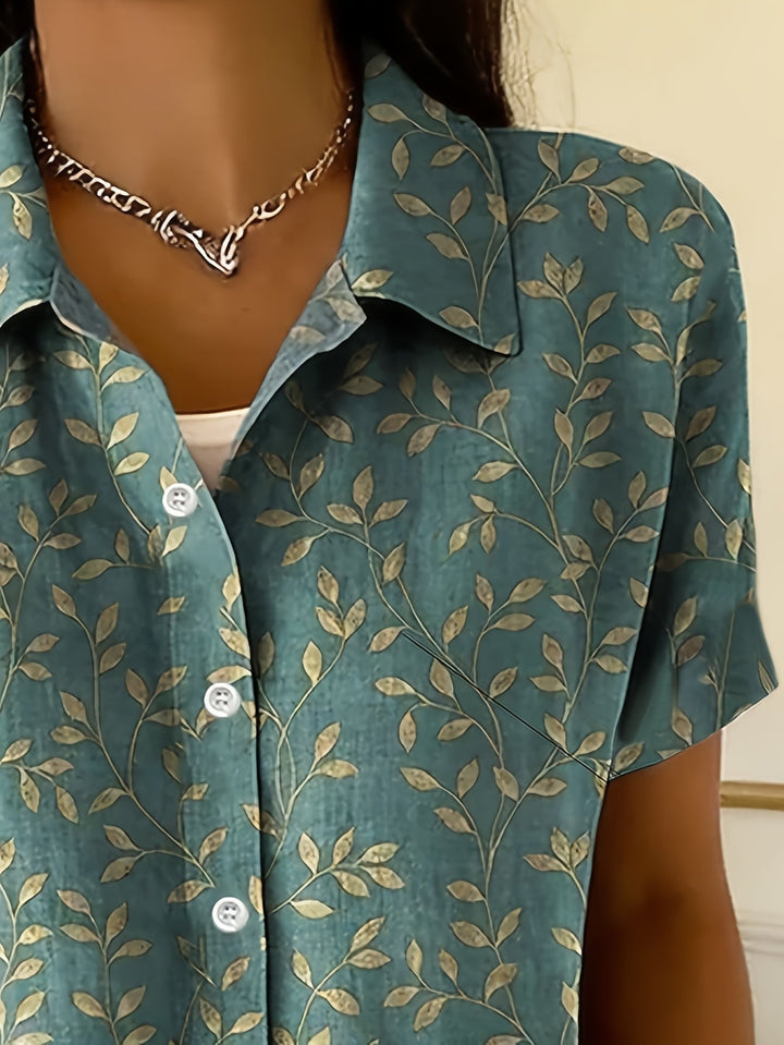 Elspeth | Camicia con Bottoni e Fantasia a Foglie