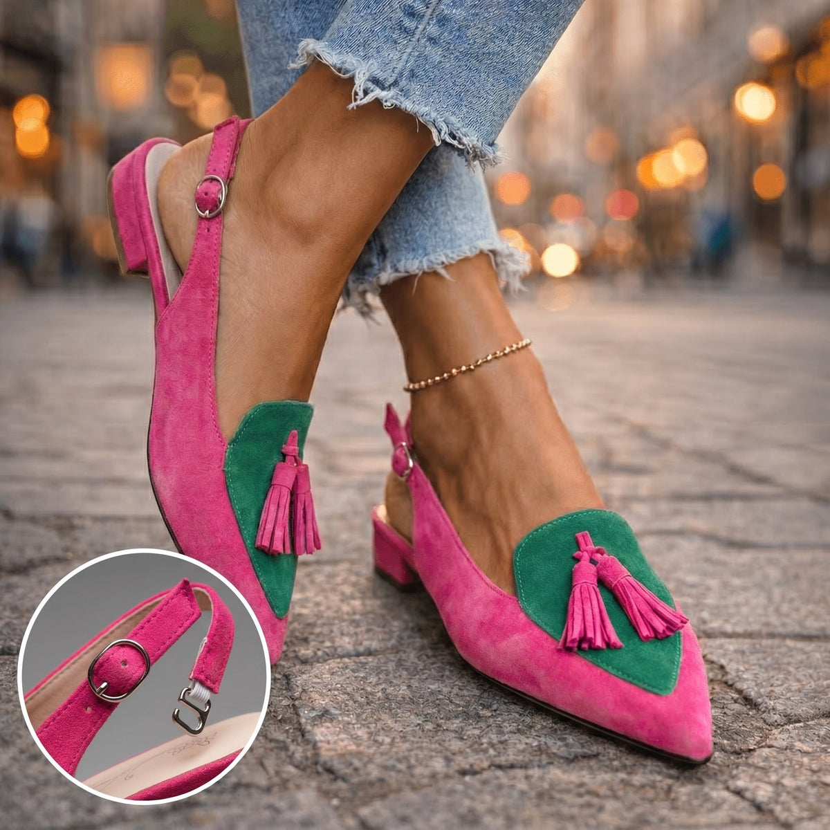 Lorena | Sandali con Cinturino e Pompon