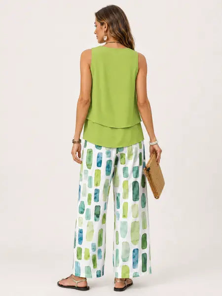 Lizzy | Completo Verde con Stampa Acquerello