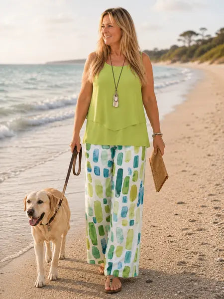 Lizzy | Completo Verde con Stampa Acquerello