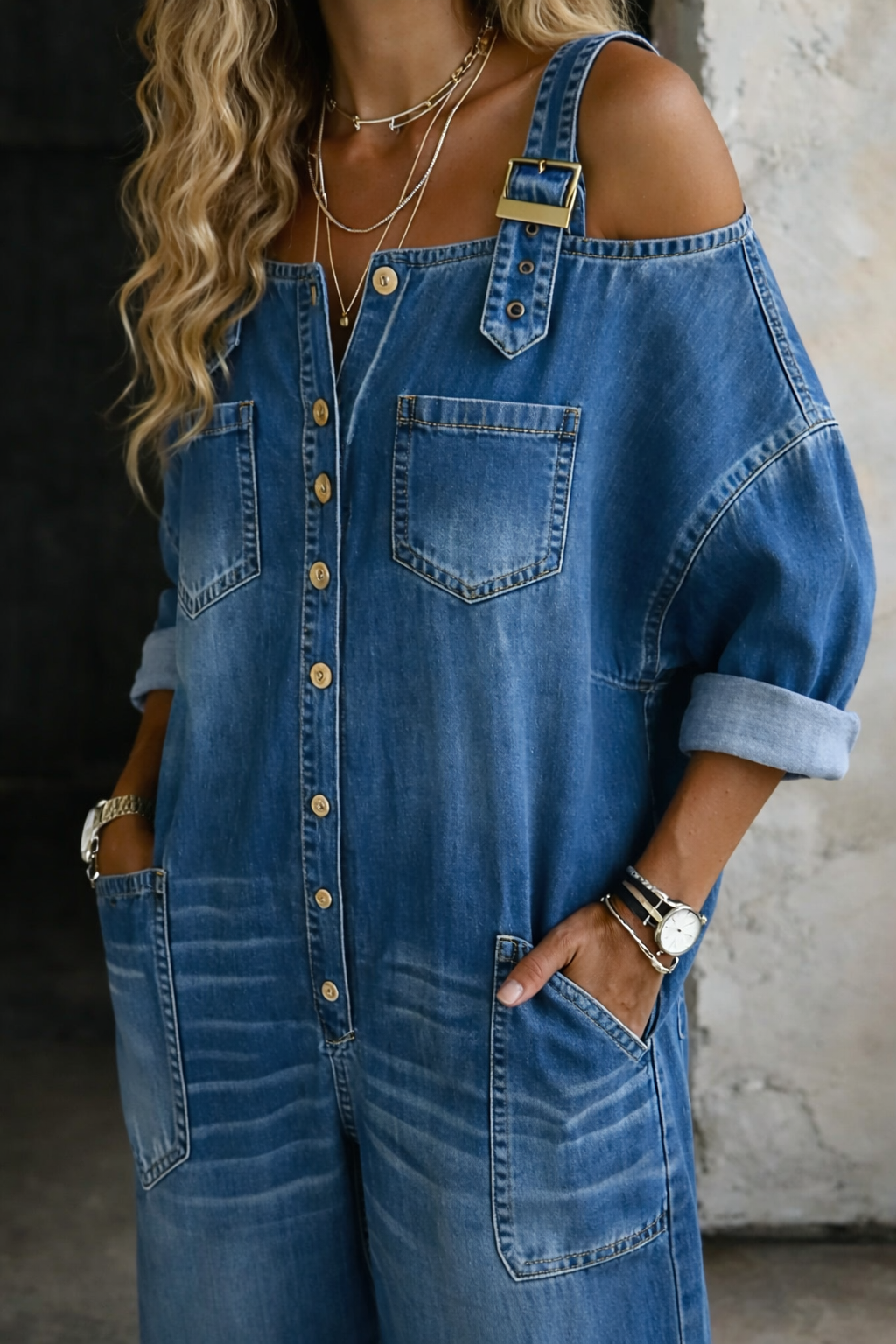 Sophia | Overall in Denim con Spalle Scoperte