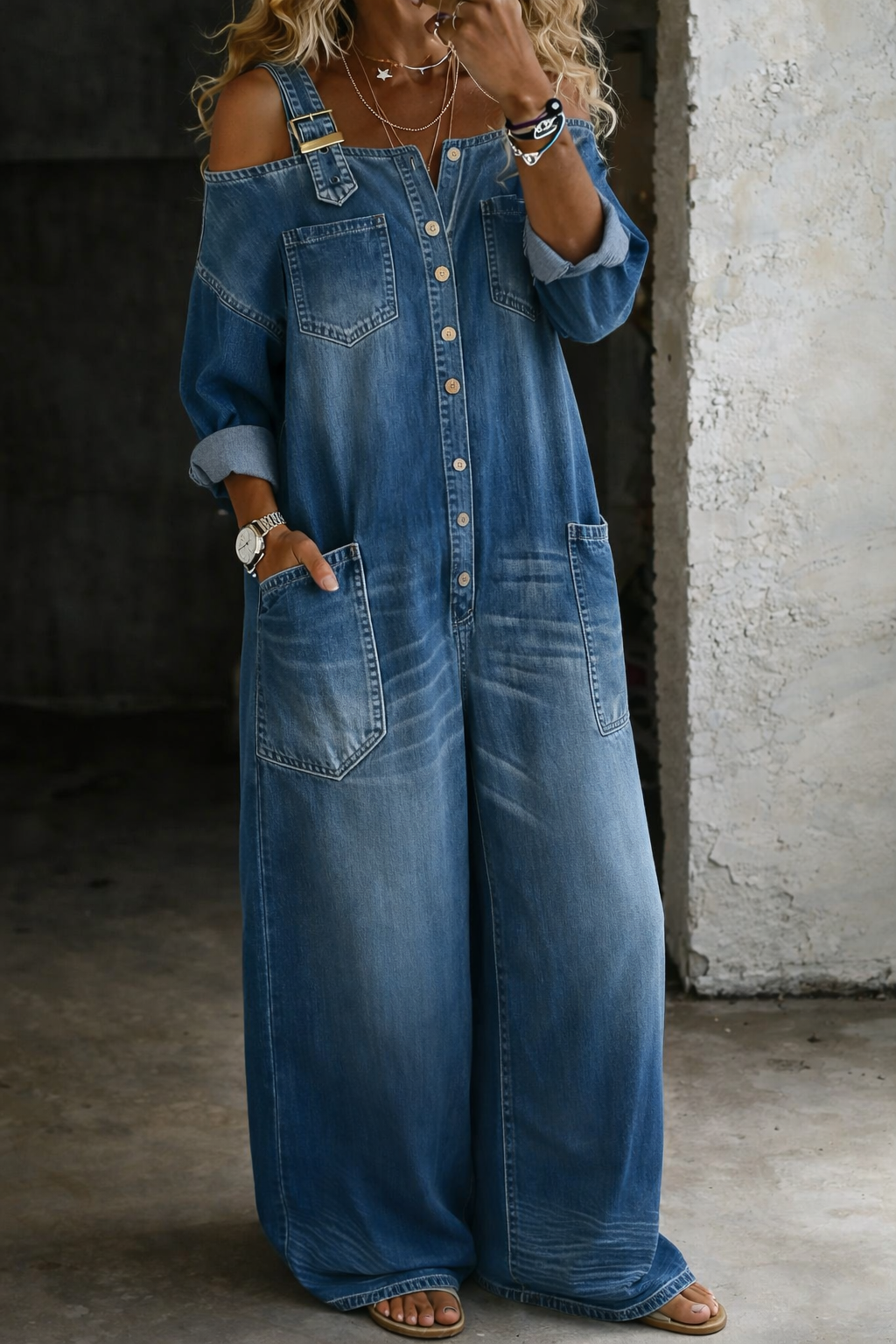 Sophia | Overall in Denim con Spalle Scoperte