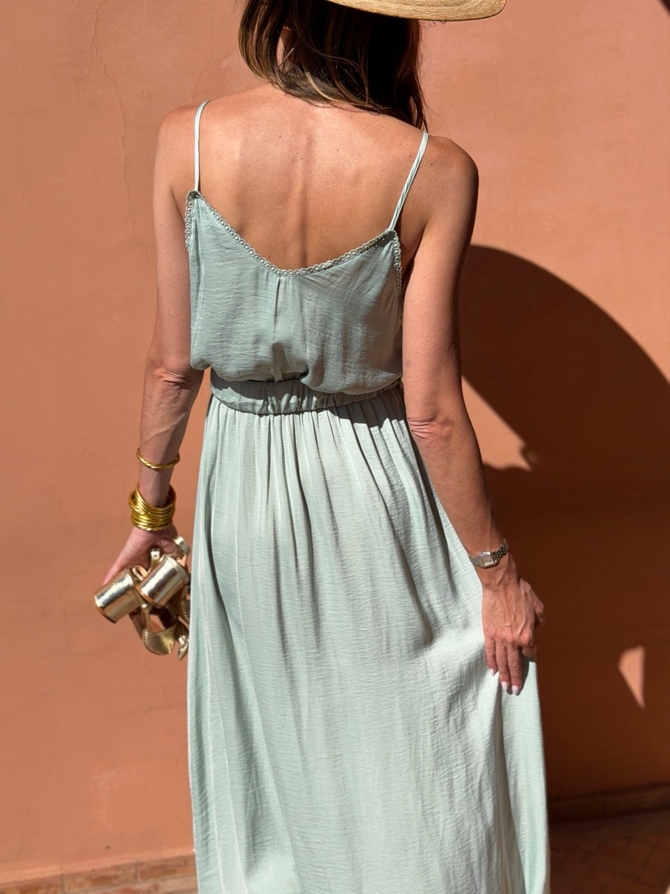 Suzanne | Abito Reversibile Ricamato, Verde Acqua