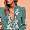 Loïca | Blusa in Cotone Verde Pino