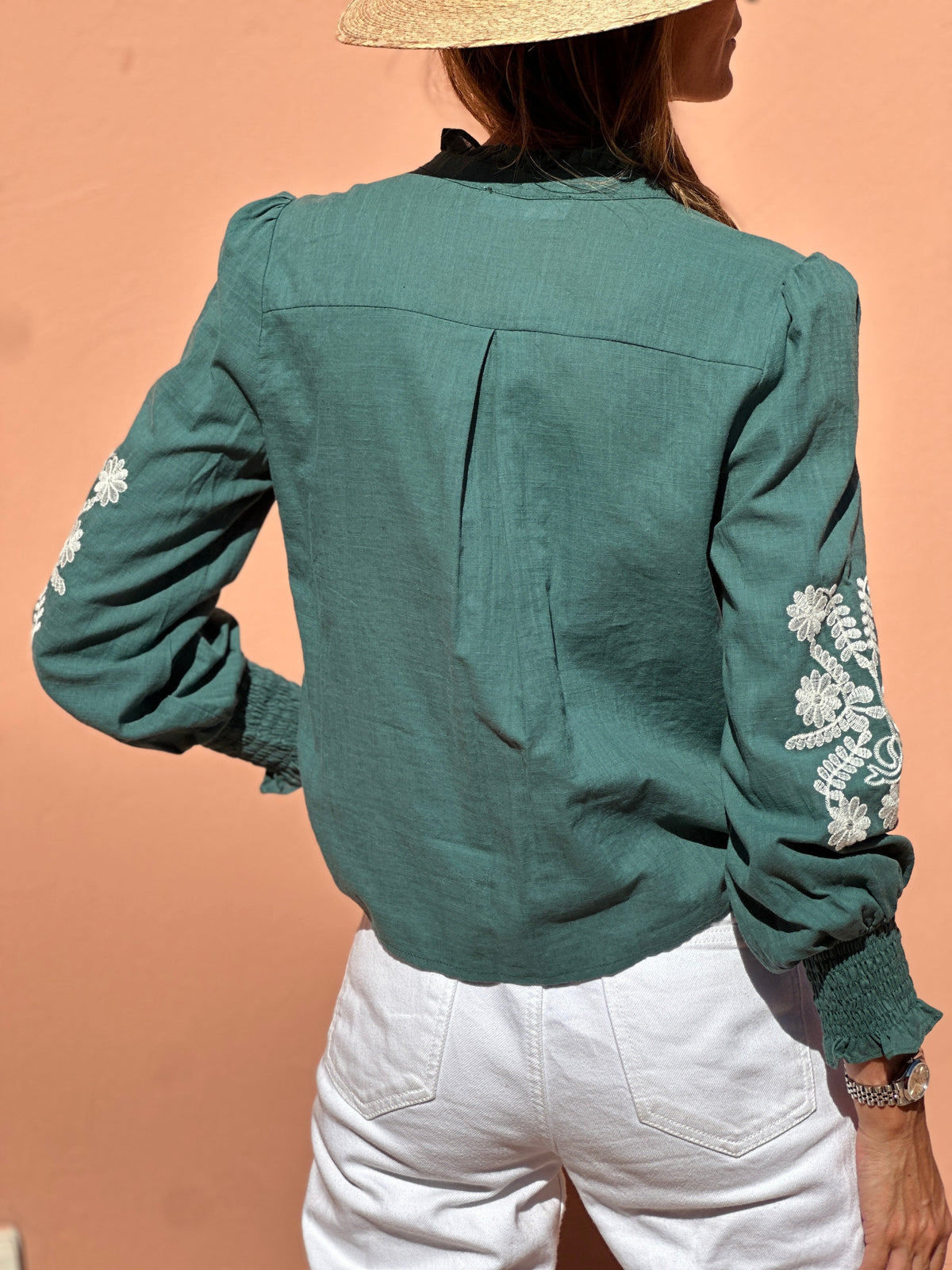 Loïca | Blusa in Cotone Verde Pino
