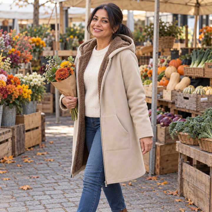 Ava | Cappotto con Cappuccio Foderato in Morbido Sherpa