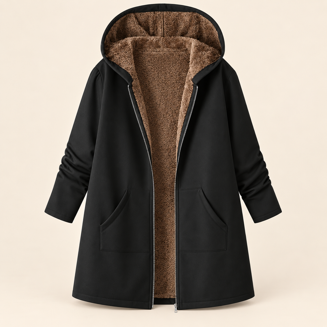 Ava | Cappotto con Cappuccio Foderato in Morbido Sherpa