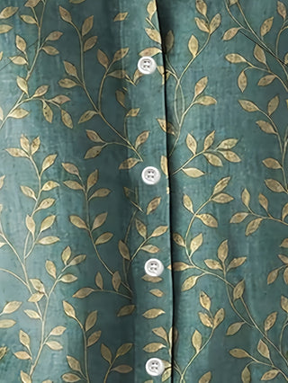 Elspeth | Camicia con Bottoni e Fantasia a Foglie