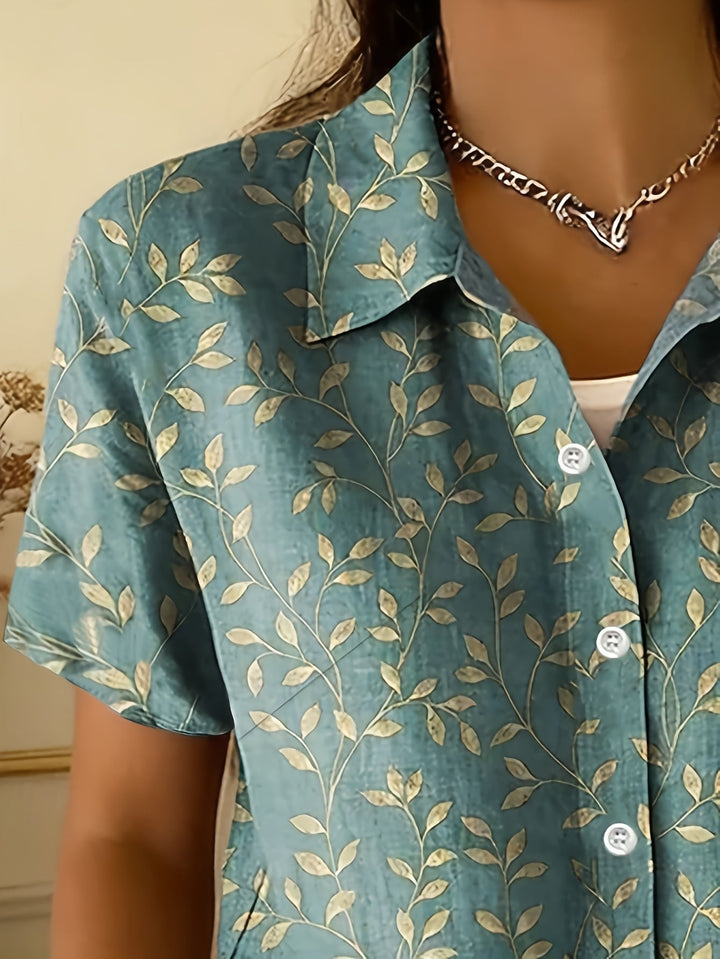Elspeth | Camicia con Bottoni e Fantasia a Foglie