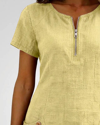 Abito in Cotone con Tasca a Zip
