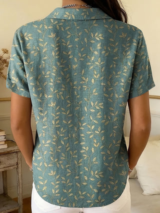 Elspeth | Camicia con Bottoni e Fantasia a Foglie