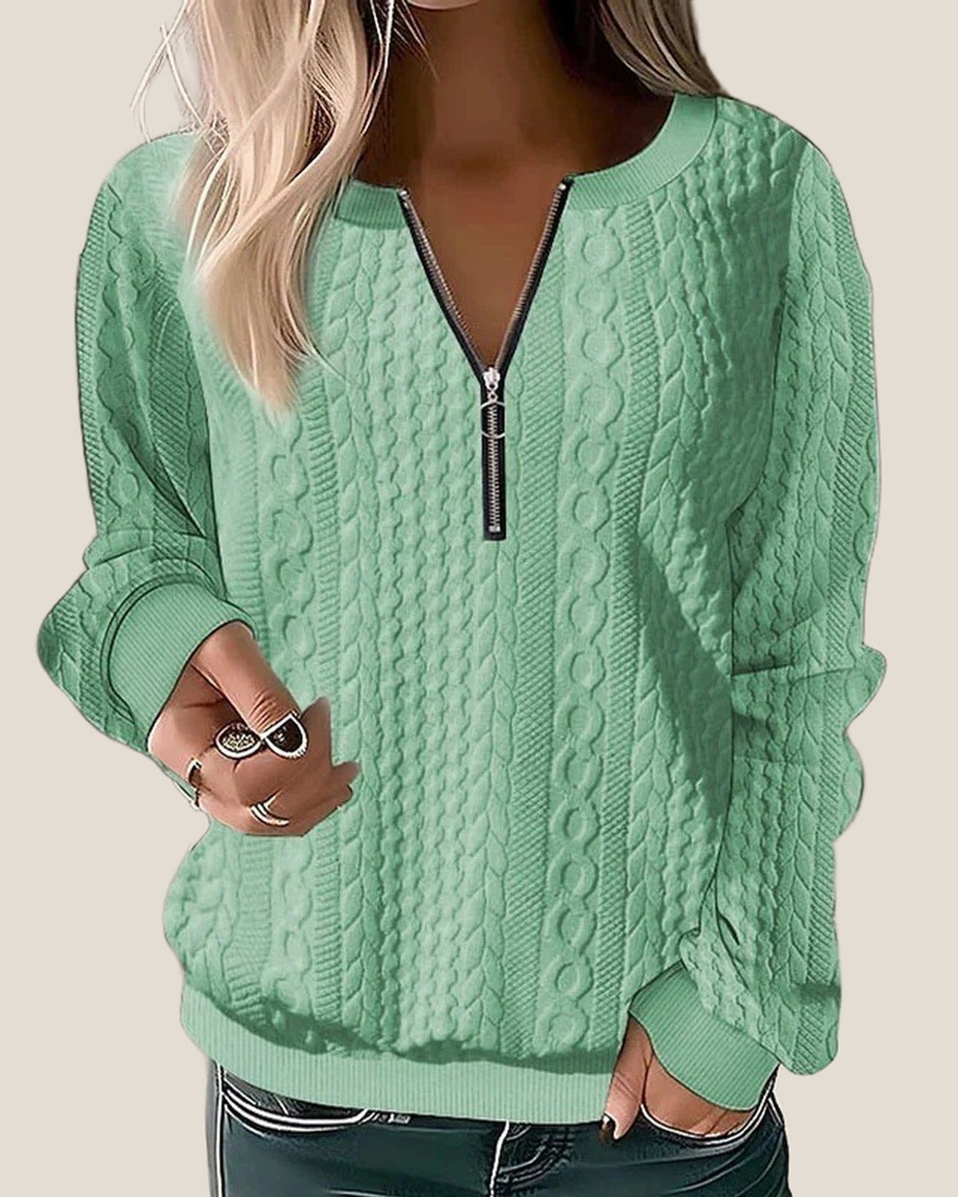 HARPER™ Half-Zip Cable Knit Sweater
