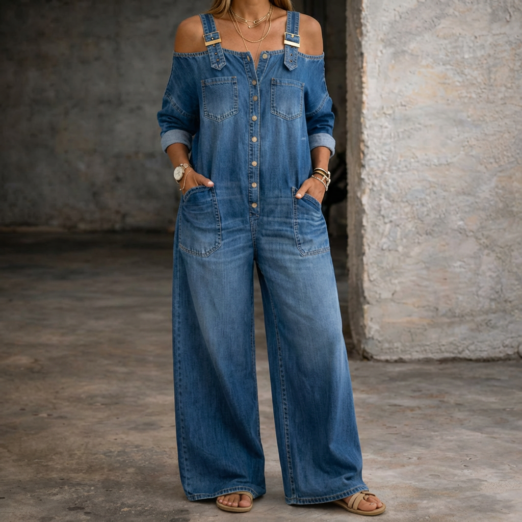 Sophia | Overall in Denim con Spalle Scoperte