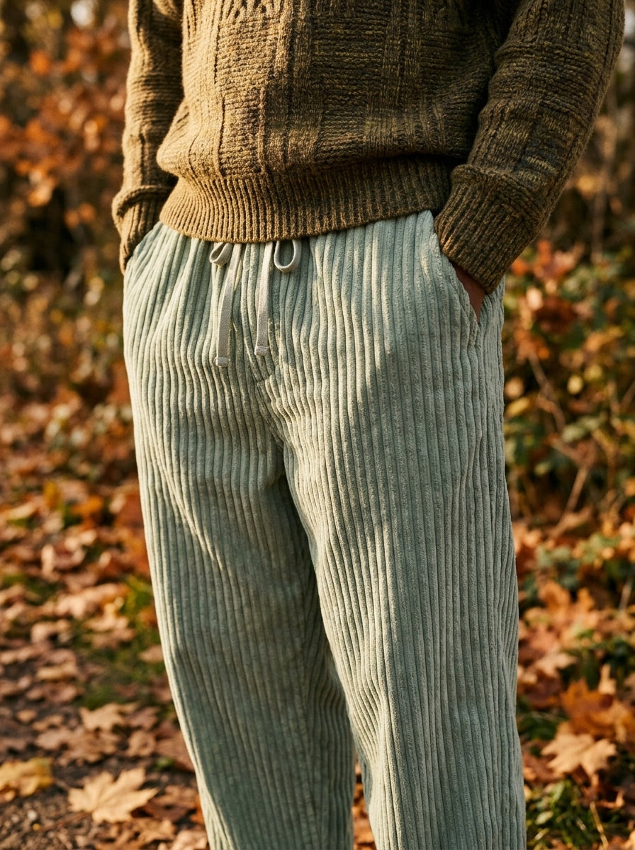 Kawa | Pantaloni da uomo in velluto a coste con vita elasticizzata
